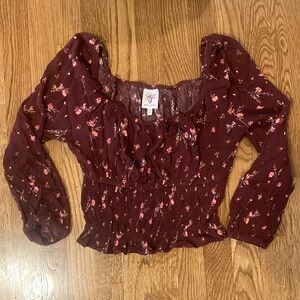 Floral top with ruched waist